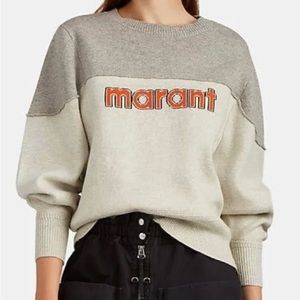 Isabel Marant Kedy Logo Sweater Jumper in grey and orange